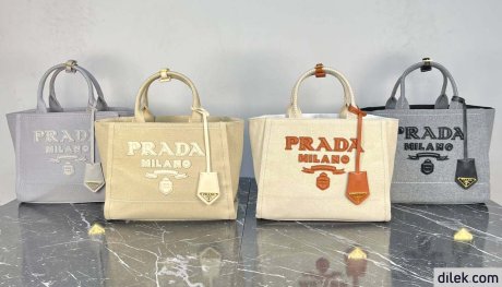 Prada Medium Linen Blend Tote Bag