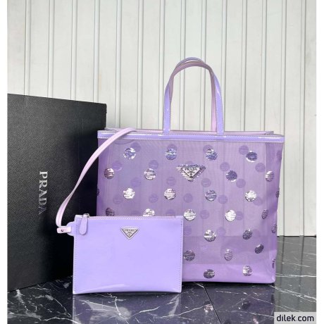 Prada Polka-dot Mesh Tote Bag