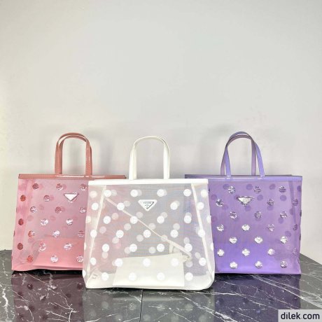 Prada Polka-dot Mesh Tote Bag