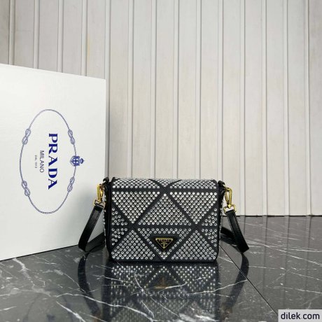 Prada Satin Flap Bag With Crystals