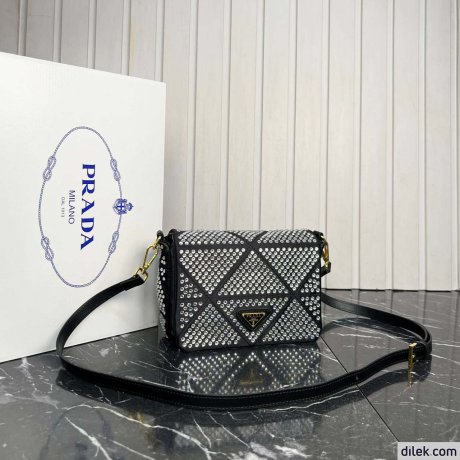 Prada Satin Flap Bag With Crystals