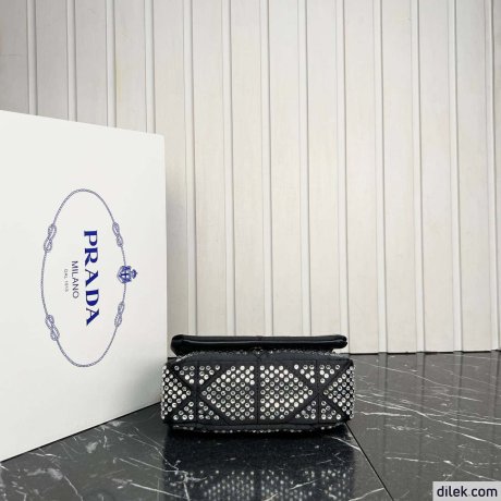 Prada Satin Flap Bag With Crystals