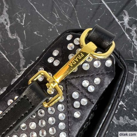 Prada Satin Flap Bag With Crystals