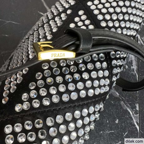 Prada Satin Flap Bag With Crystals