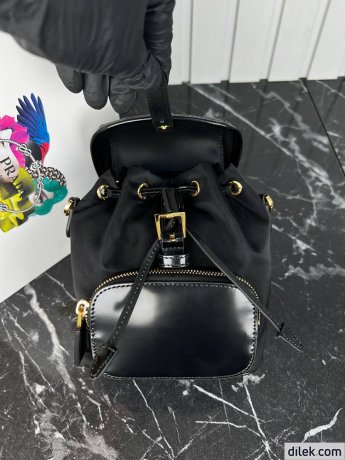 Prada Small Re-Nylon And Brushed Leather Backpack