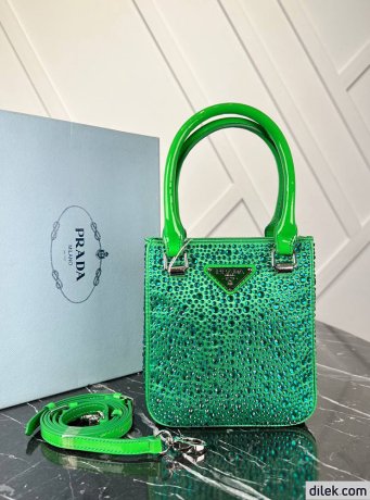 Prada Small Satin Tote Bag With Crystals