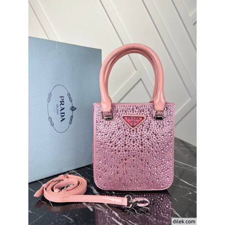 Prada Small Satin Tote Bag With Crystals