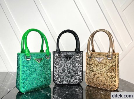 Prada Small Satin Tote Bag With Crystals