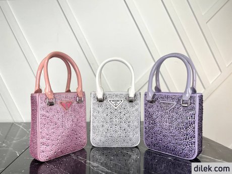 Prada Small Satin Tote Bag With Crystals