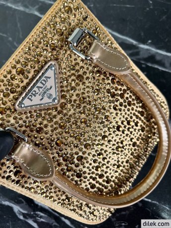 Prada Small Satin Tote Bag With Crystals