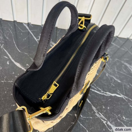 Prada Wicker and Canvas Tote bag
