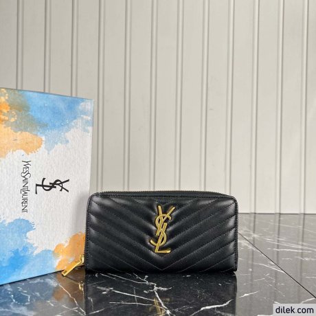Saint Laurent Cassandre Metelasse Zip Around Wallet