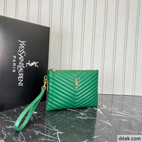 Saint Laurent Monogram Leather Pouch