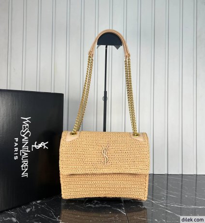 Saint Laurent Niki Medium Chain in Raffia