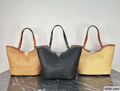 Valentino Garavani Woven Raffia Shopping Bag