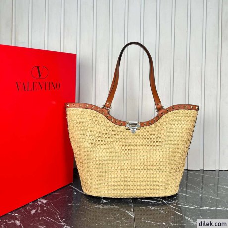 Valentino Garavani Woven Raffia Shopping Bag