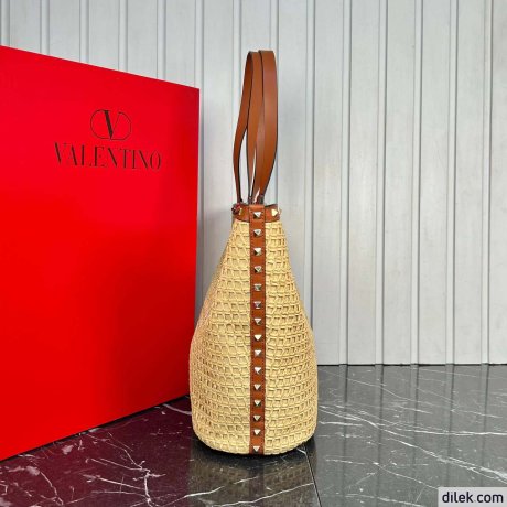 Valentino Garavani Woven Raffia Shopping Bag