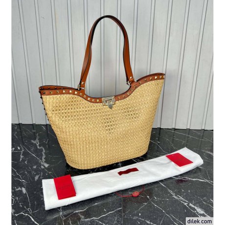 Valentino Garavani Woven Raffia Shopping Bag