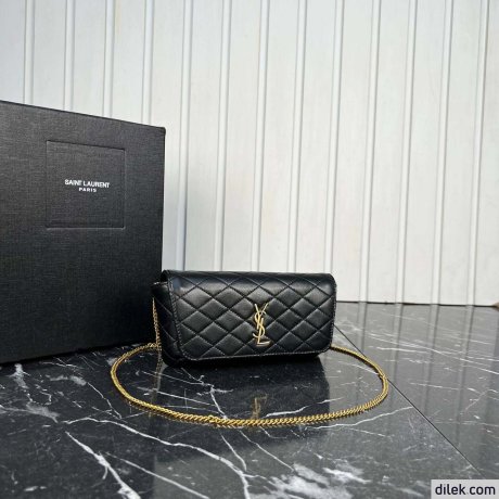 Saint Laurent Gaby Chain Phone Holder In Quilted Lambskin
