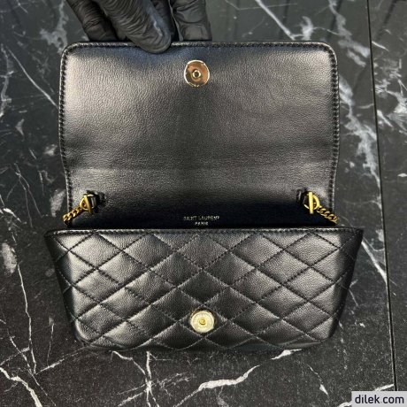 Saint Laurent Gaby Chain Phone Holder In Quilted Lambskin