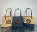 Loewe Small Square Basket Bag In Raffia and Calfskin